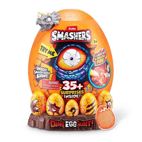 Smashers Dino Egg Hunt Fun Divirta-se Dino Azul com Luz e Slime