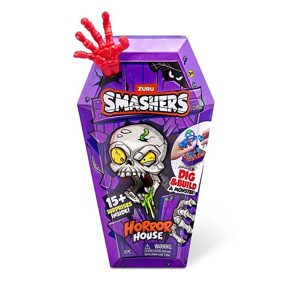 Smashers Horror House Caixão Dinossauro Vermelho com Slime – Fun Divirta-se
