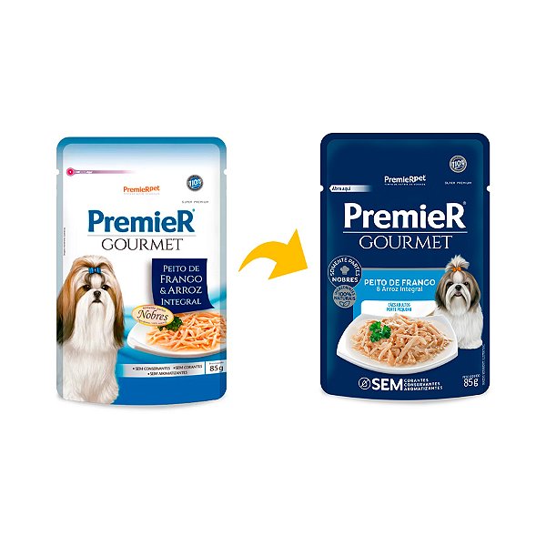 SACHE PREMIER GOURMET CAES AD PEQ PORTE FRANGO 85G