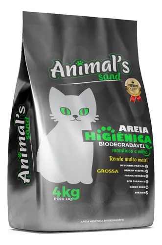Areia Animals Sand Mandioca E Milho Fina 4kg