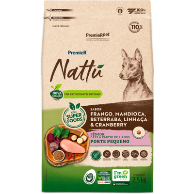 RACAO PREMIER NATTU AD RP SENIOR MANDIOCA 2,5KG