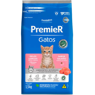 RACAO PREMIER GATOS FILH P LONGO SALM 1,5kg
