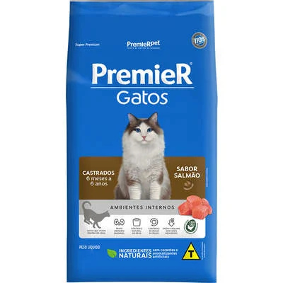 RACAO PREMIER AMB INT GATOS CASTR SALM 6 M A 6 A 1,5KG
