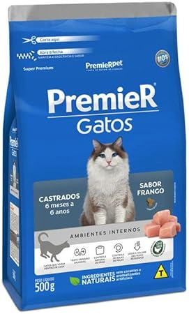 RACAO PREMIER AMB INT GATOS CASTR 6 M A 6 A FGO 1,5KG