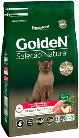 Ração Golden Sel Nat Gatos AD Castr Batata Doce 3Kg