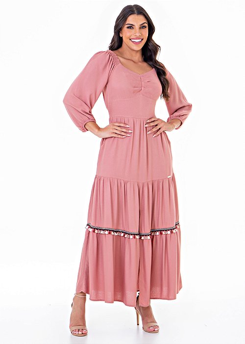 Vestido Andreia Longo Rosê Hapuk