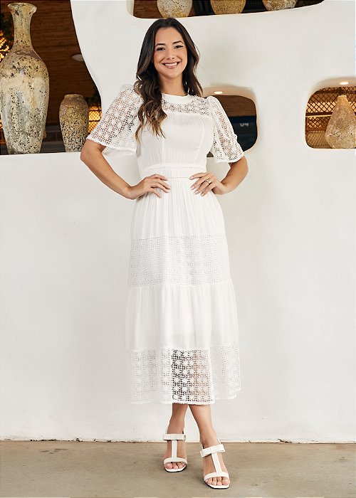 Vestido Valentina Renda Off-White Tatá Martello