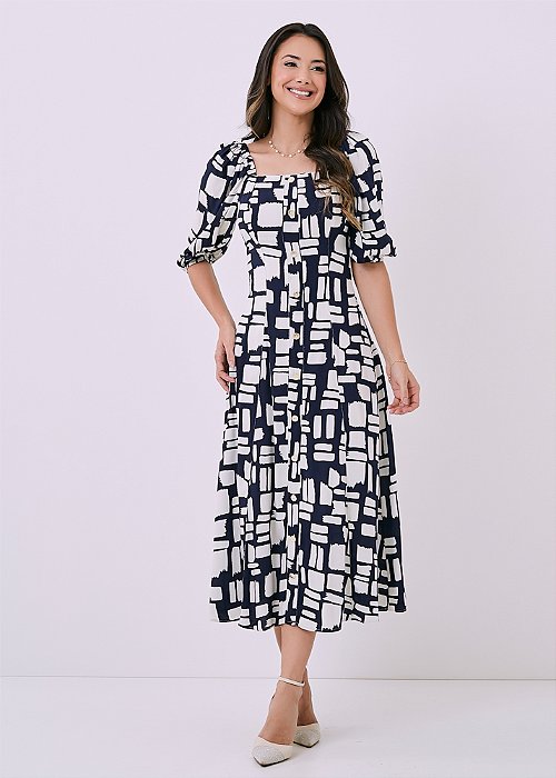 Vestido Dulce Estampado Azul Tatá Martello