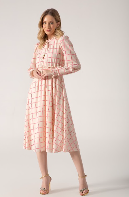 Vestido Crepe Estampado Laura Rosa