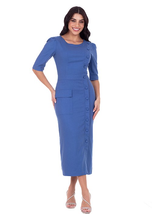 Vestido Angel Midi Azul Hapuk
