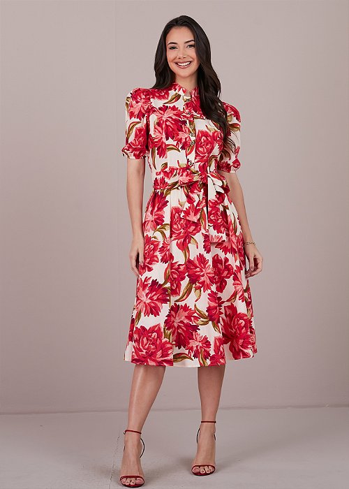 Vestido Paula Evasê Estampado Tatá Martello