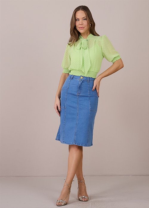 Saia Jeans Celine Azul Tatá Martello
