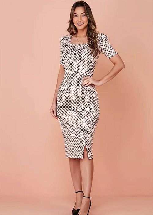 Vestido Janys Justo Estampado Rosa Tatá Martello