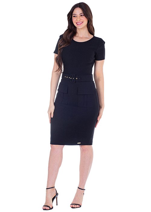 Vestido Michele Justo Preto Hapuk