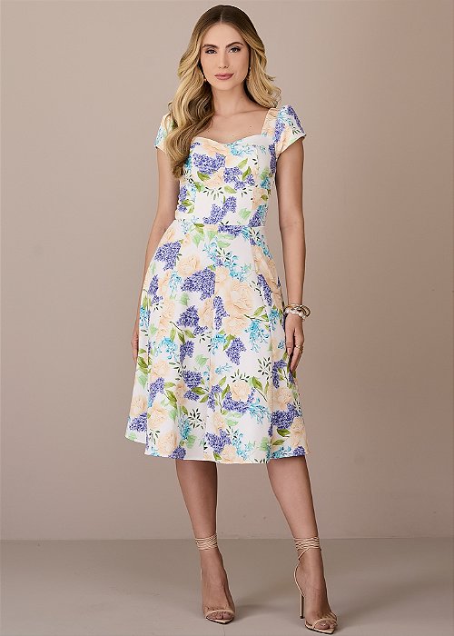 Vestido Jéssica Estampado Bege Tatá Martello