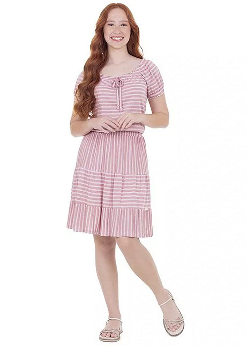 Conjunto Kássia Malha Listrada Rosa Hapuk