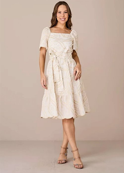 Vestido Isis Evasê Off-White Tatá Martello
