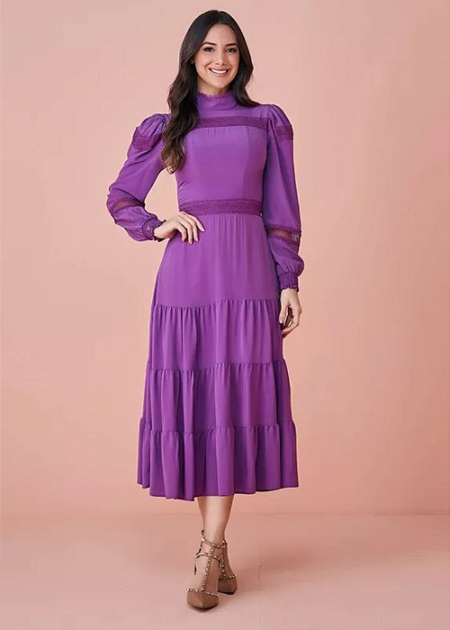 Vestido Tânia Midi Roxo Tatá Martello