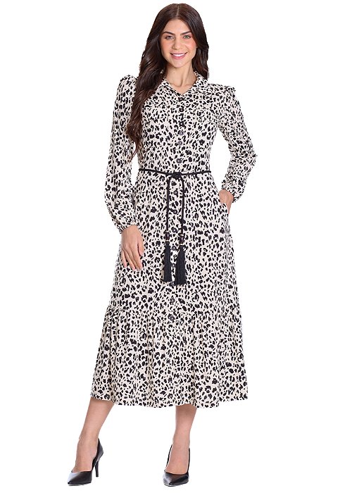 Vestido Anabella Manga Longa Bege Hapuk