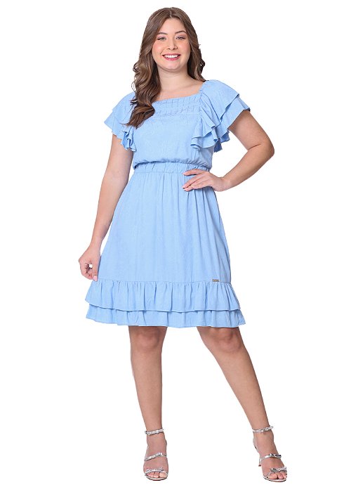 Vestido Juliane com Babados Azul Hapuk