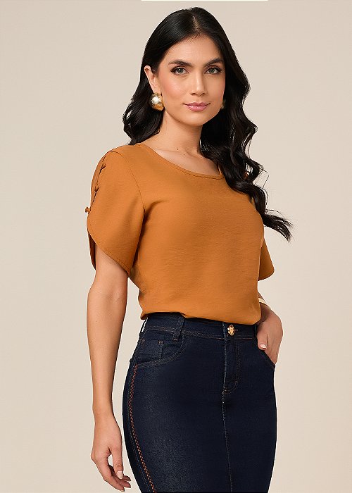 Blusa Manga Curta Viscose Guaraná Titanium