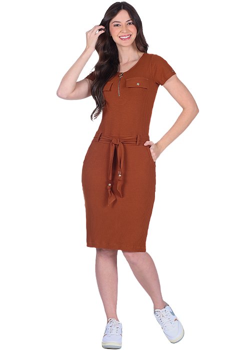 Vestido Thalita Justo Caramelo Hapuk