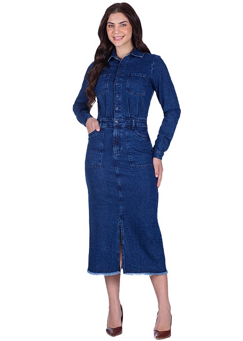 Vestido Berenice Jeans Justo Azul Escuro Hapuk