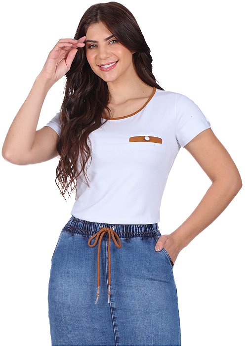 Blusa Wilma Justa Malha Branca Hapuk