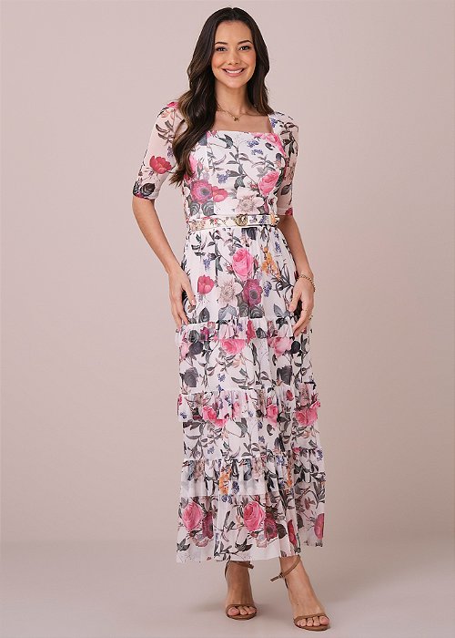 Vestido Aurora Longo Estampado Tatá Martello