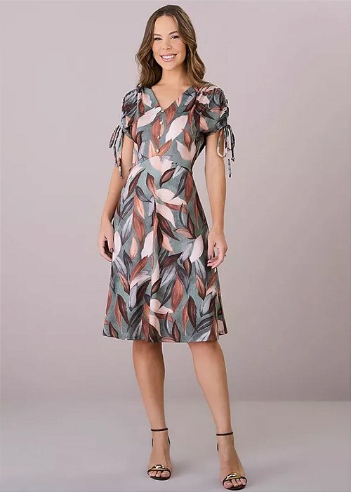 Vestido Caroline Evasê Estampado Tatá Martello