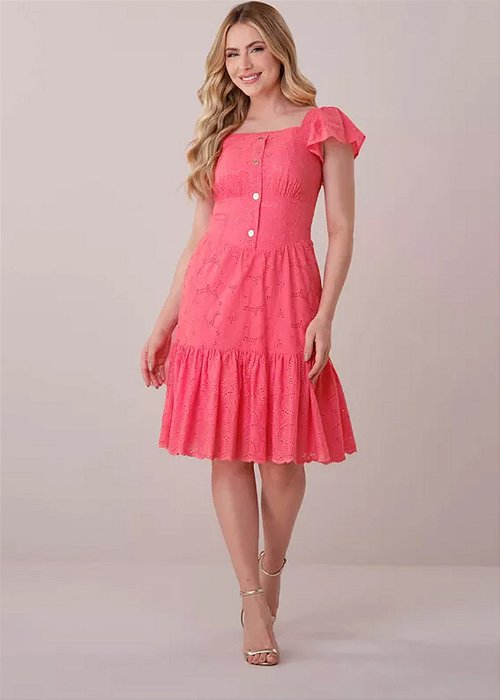 Vestido Ariela com Babado Coral Tatá Martello