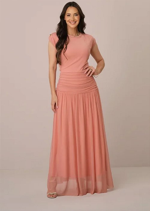 Vestido Aurora Tule Rosê Tatá Martello