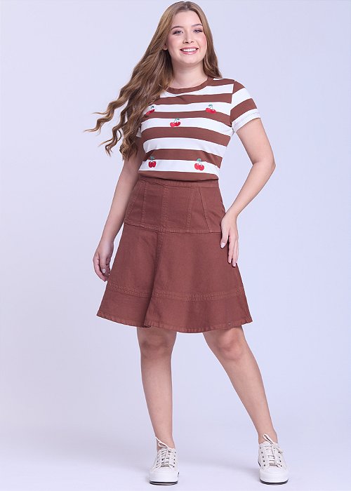 Saia Valentina Jeans Color Marrom Hapuk