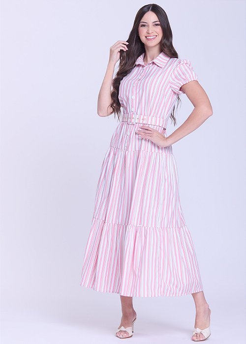 Vestido Paula Evasê Rosa Hapuk