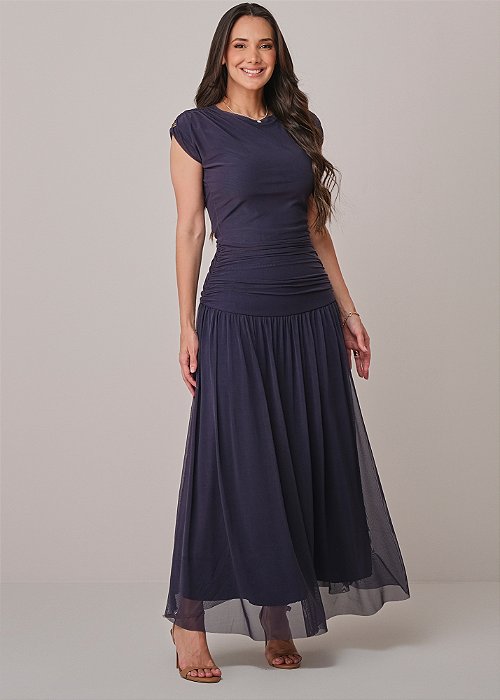 Vestido Aurora Tule Azul Tatá Martello