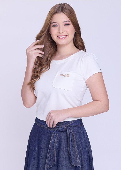 Blusa Daiane Malha Piquet Off-White Hapuk