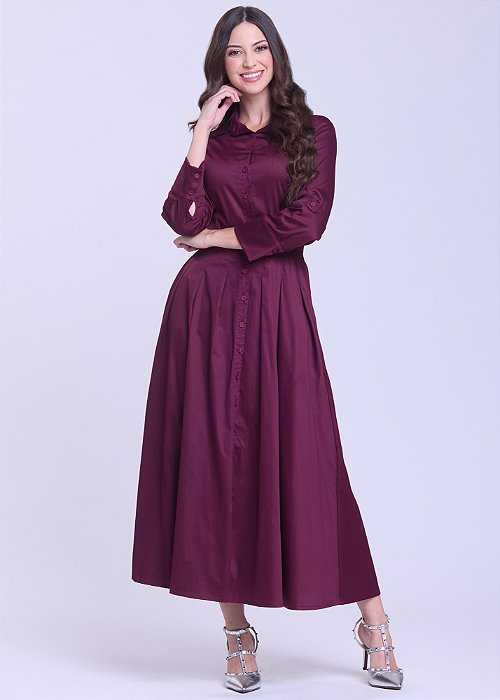 Vestido Cristiane Godê Bordô Hapuk