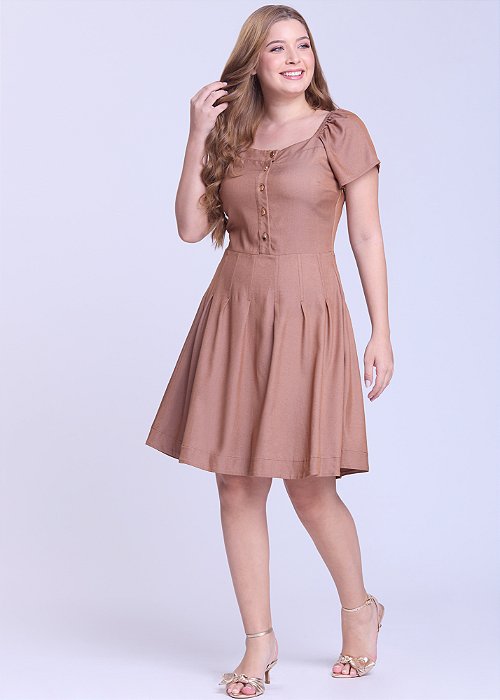 Vestido Aline Evasê Marrom Hapuk