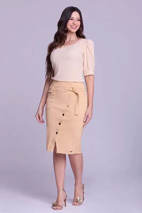 Saia Gemma Justa Bege Hapuk