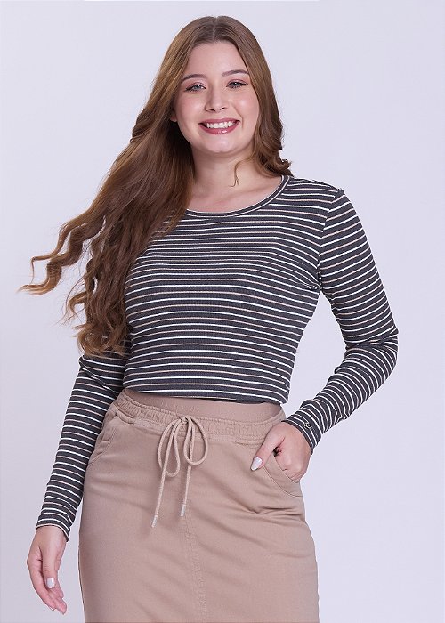 Blusa Roberta Manga Longa Mescla Hapuk