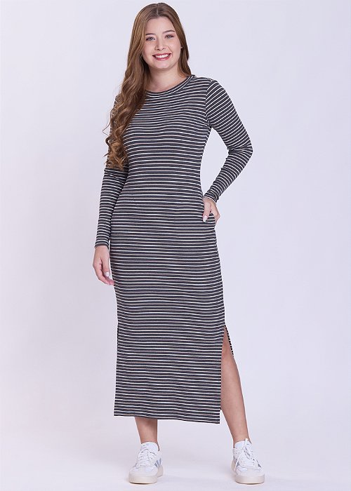 Vestido Lara Listrado Mescla Hapuk