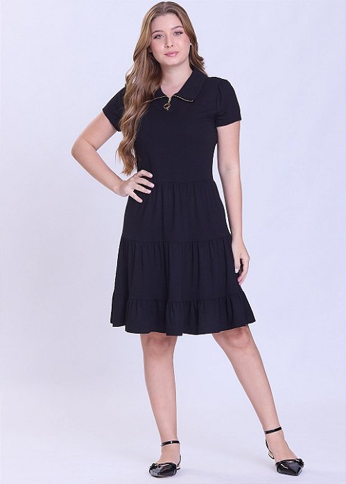 Vestido Julia Manga Curta Preto Hapuk
