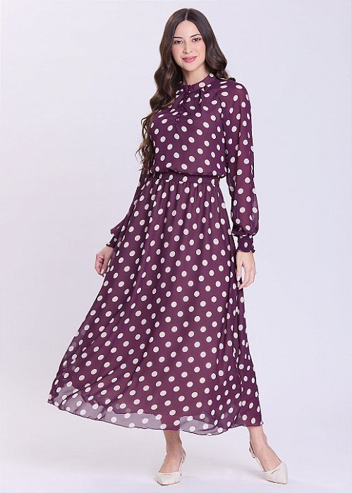Vestido Valeria Manga Longa Roxo Hapuk
