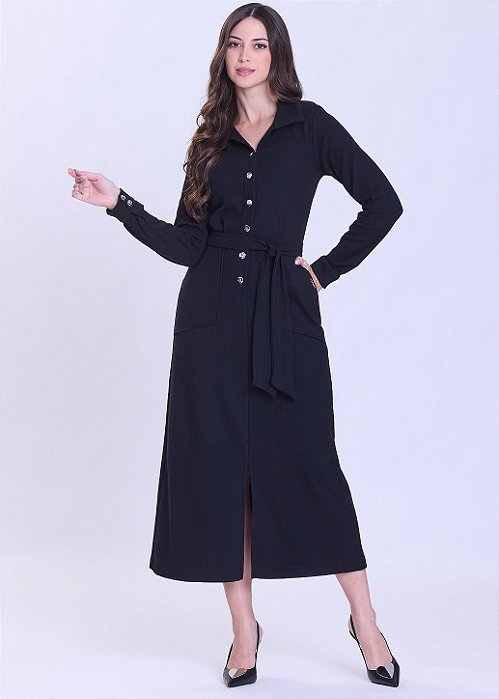 Vestido Dolores Manga Longa Preto Hapuk