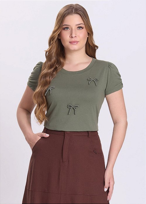 Blusa Gisele Manga Curta Verde Hapuk