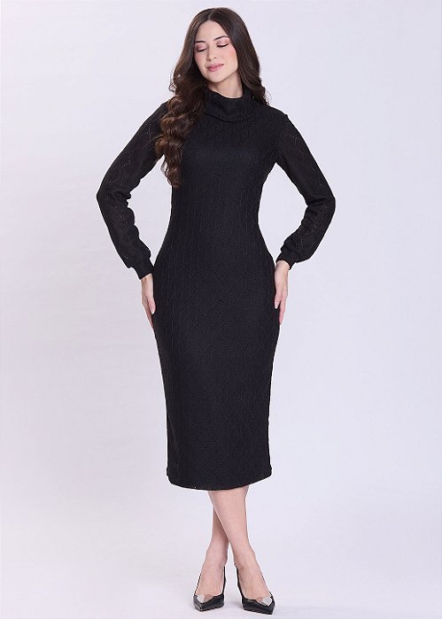 Vestido Eva Malha Tricô Preto Hapuk