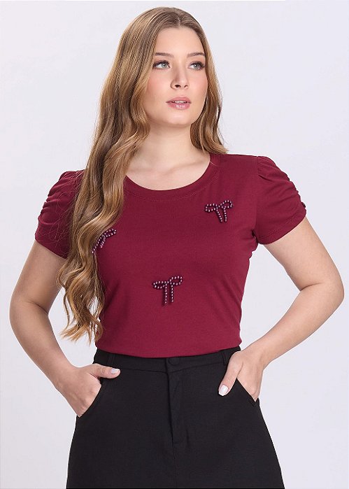 Blusa Gisele Manga Curta Bordô Hapuk