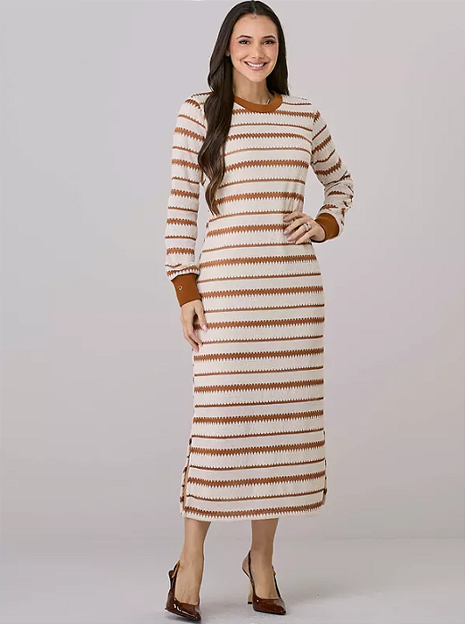 Vestido Margareth Listrado Caramelo Tatá Martello