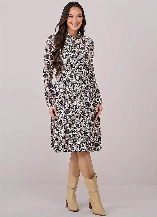 Vestido Izabel Estampado Azul Tatá Martello