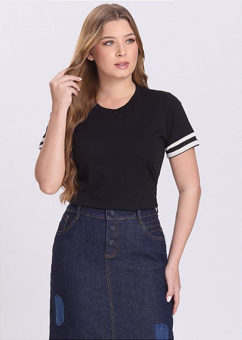 Blusa Laura Malha Preta Hapuk